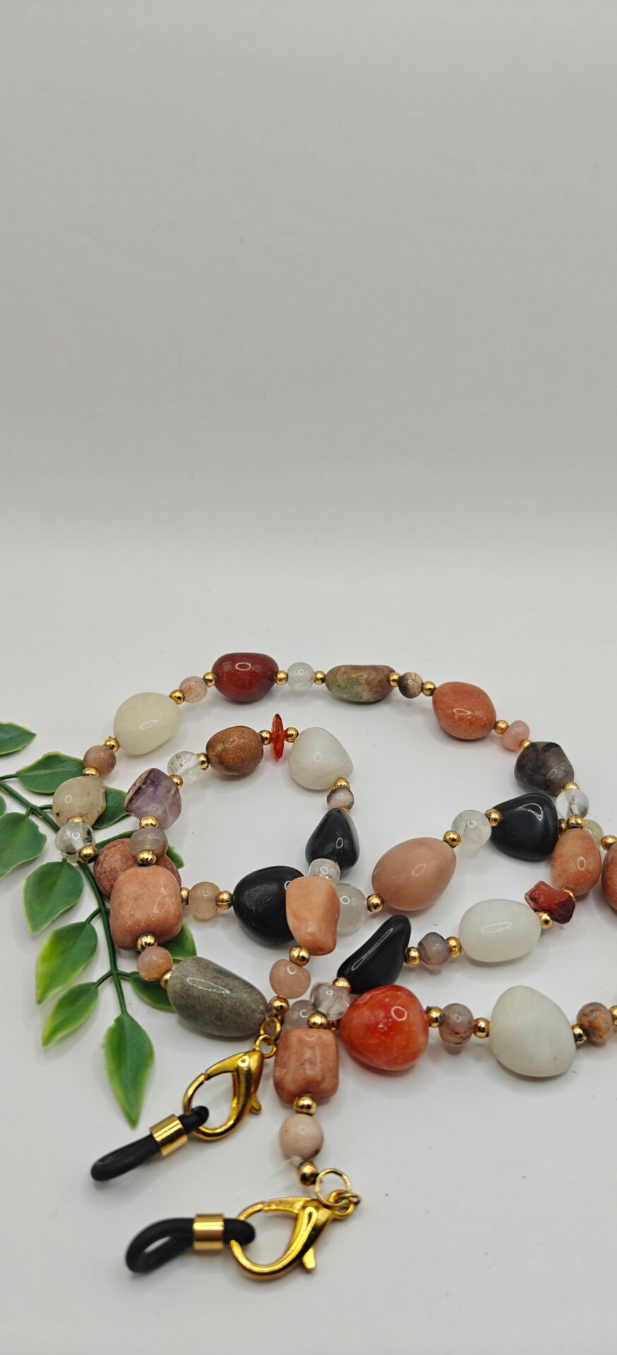 Edelstein-Brillenkette – Naturstein Mix